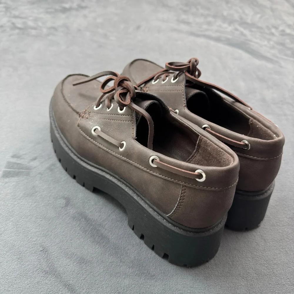 No Boundaries Brown Platform Lug Sole Boat Shoes WMNB45AM213 Womens 9